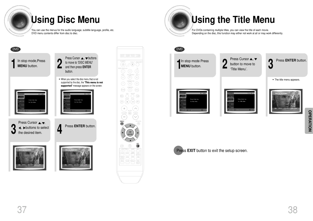 Samsung MAX-DX76T/HAC, MAX-DX76T/UMG, MAX-DX76T/MEA, MAX-DX76T/FMC manual Using Disc Menu, Buttons to select 