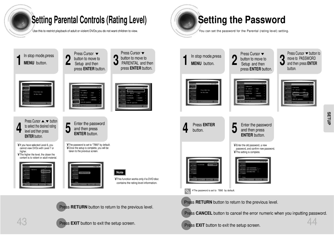 Samsung MAX-DX76T/FMC manual Setting the Password, Stop mode,press Menu button, Enter the password Then press Enter button 