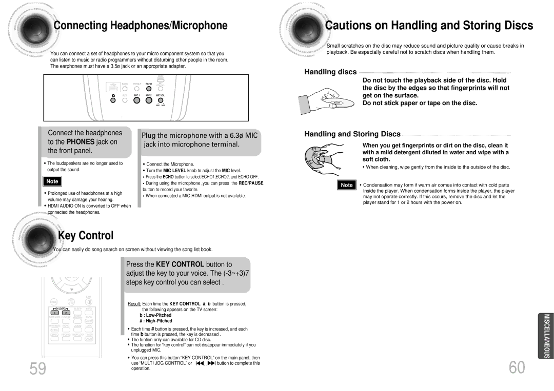 Samsung MAX-DX76T/FMC, MAX-DX76T/HAC, MAX-DX76T/UMG, MAX-DX76T/MEA manual Connecting Headphones/Microphone 