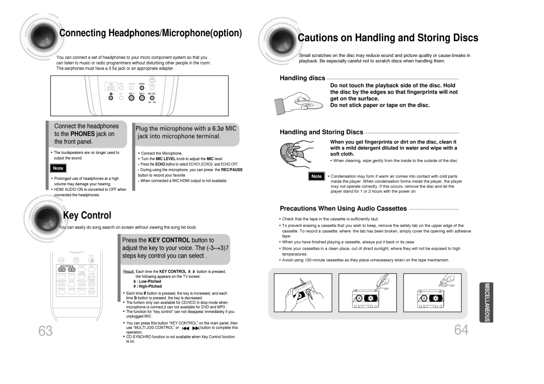 Samsung MAX-DX79, MAX-DX75, MAX-DX76 instruction manual Connecting Headphones/Microphoneoption 