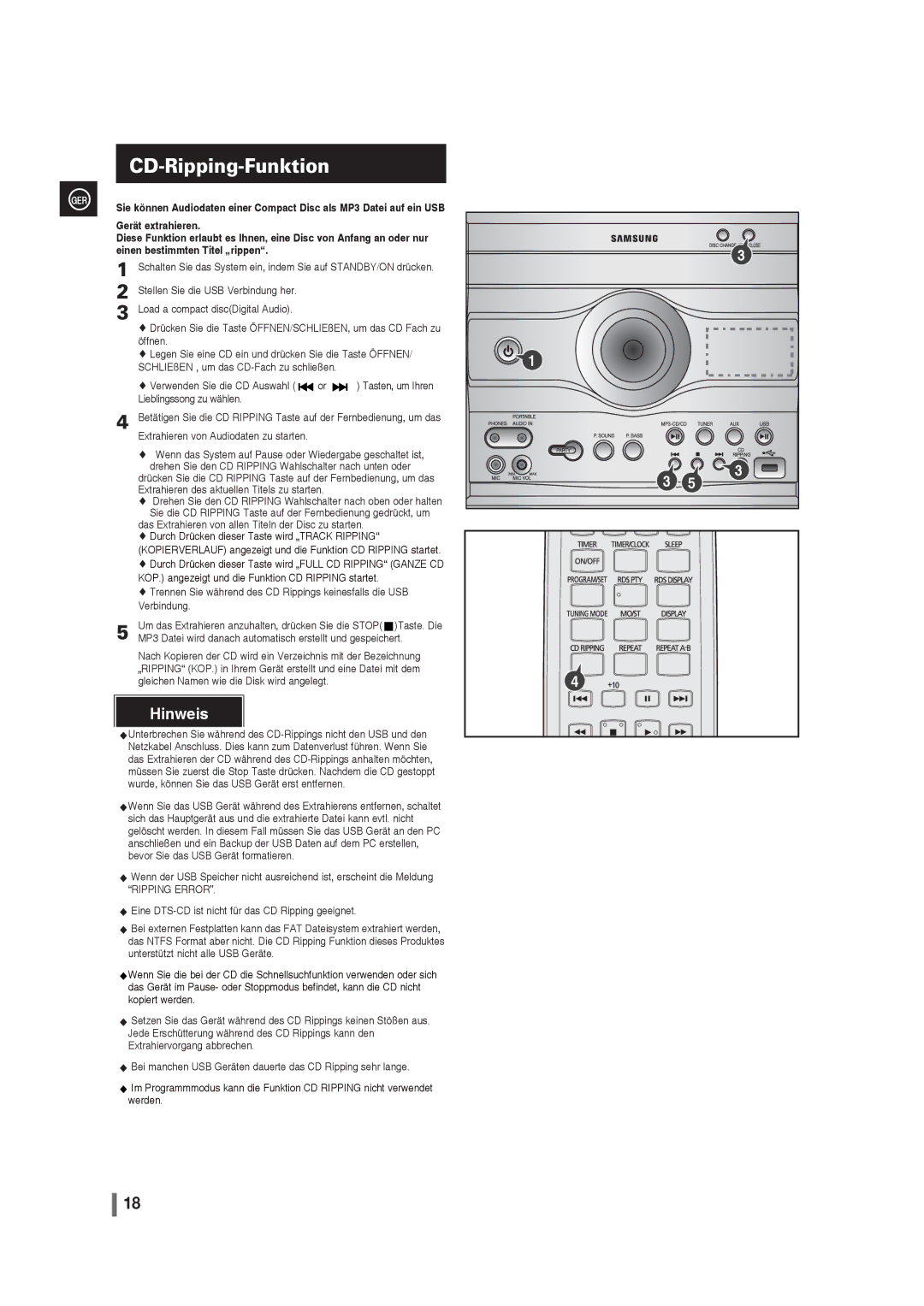 Samsung MAX-G55R/EDC manual CD-Ripping-Funktion, Einen bestimmten Titel „rippen 