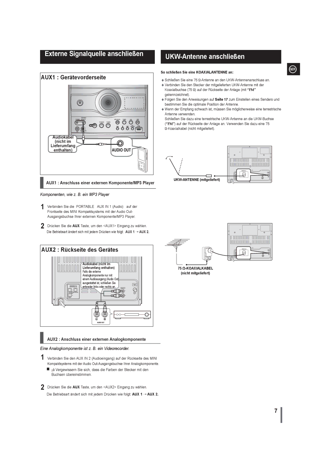 Samsung MAX-G55R/EDC manual Externe Signalquelle anschließen 