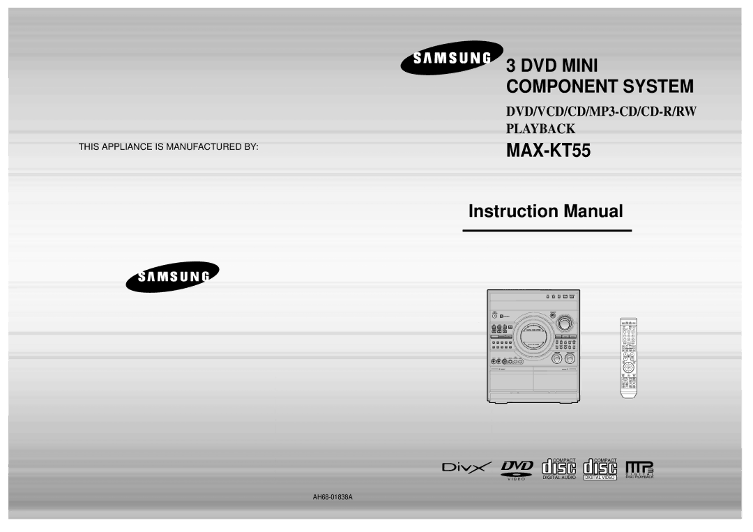 Samsung MAX-KT55Q/XFU manual DVD Mini Component System 