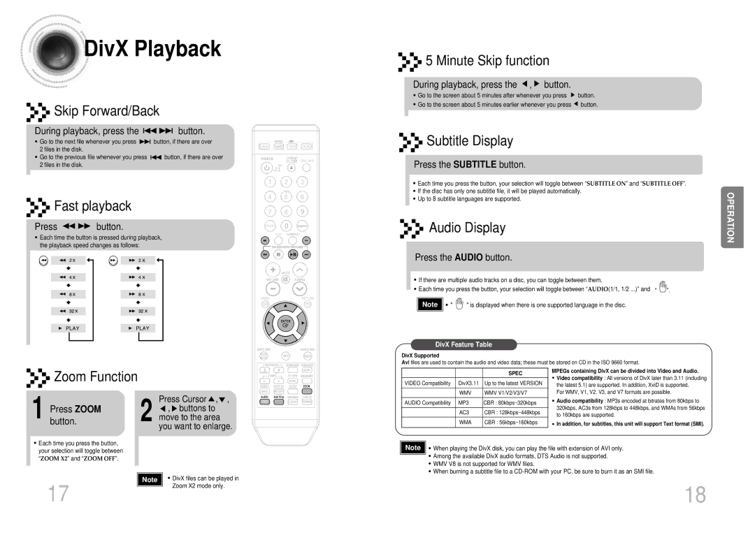 Samsung MAX-KT55Q/XFU manual DivX Playback 