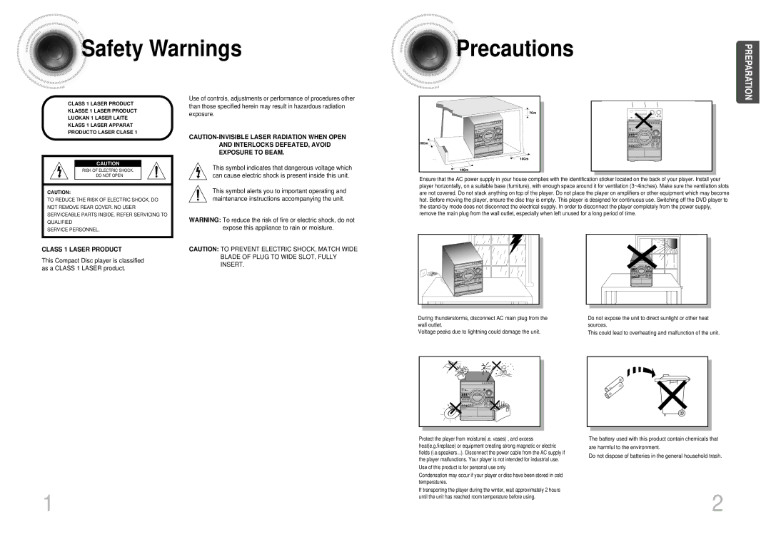 Samsung MAX-KT55Q/XFU manual Safety Warnings, Precautions 