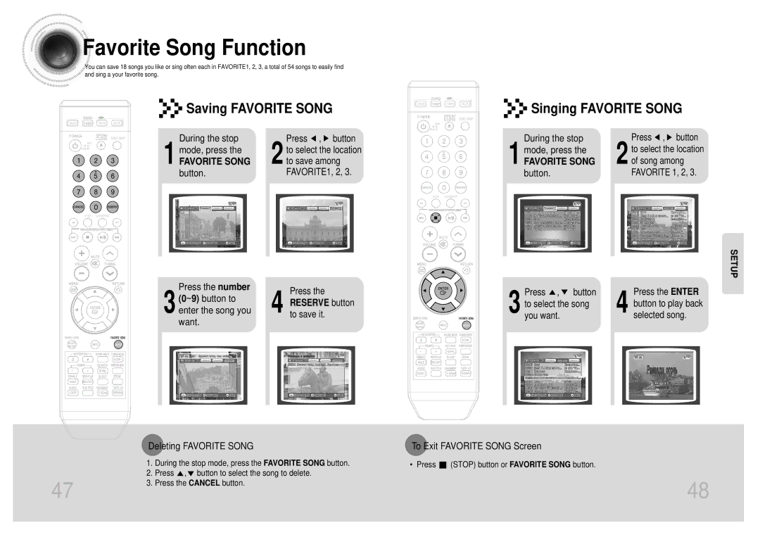 Samsung MAX-KT55Q/XFU manual Favorite Song Function, Saving Favorite Song Singing Favorite Song 