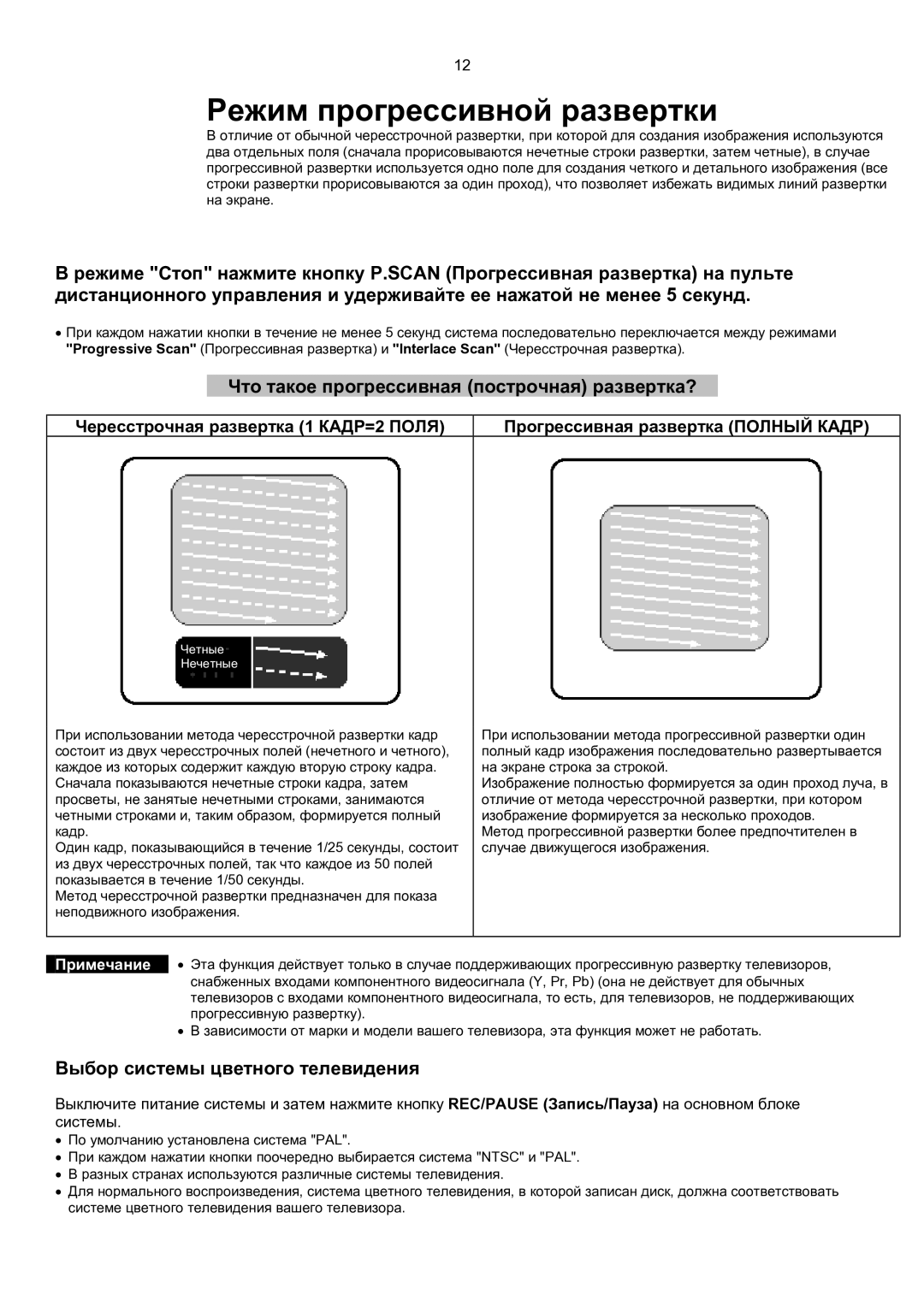 Samsung MAX-KT65Q/XFU manual Режим прогрессивной развертки, Что такое прогрессивная построчная развертка? 