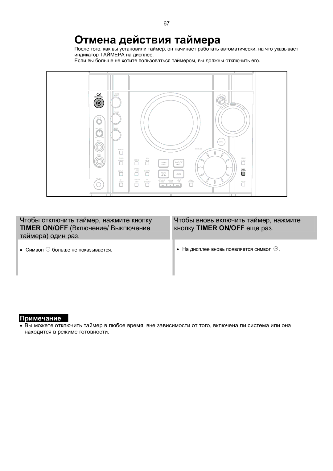 Samsung MAX-KT65Q/XFU manual Отмена действия таймера 