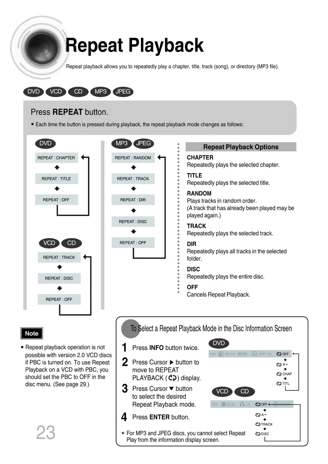 Samsung MAX-KT65Q/XFU manual Repeat Playback, Press Repeat button 