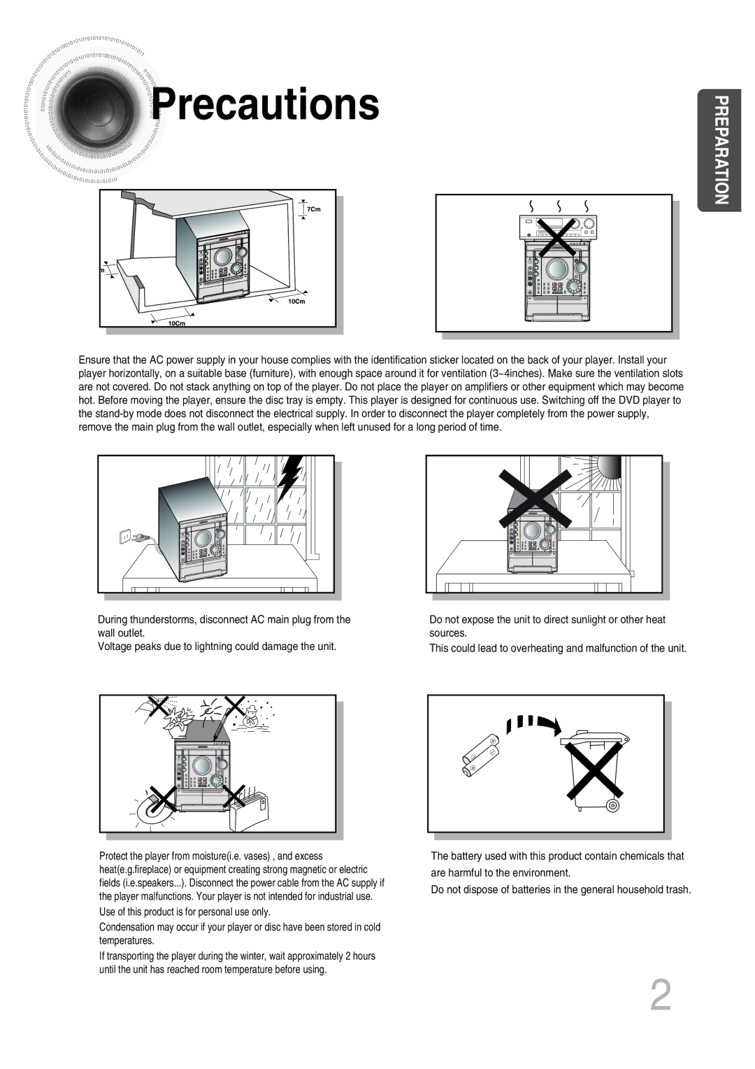 Samsung MAX-KT65Q/XFU manual Precautions, Preparation 