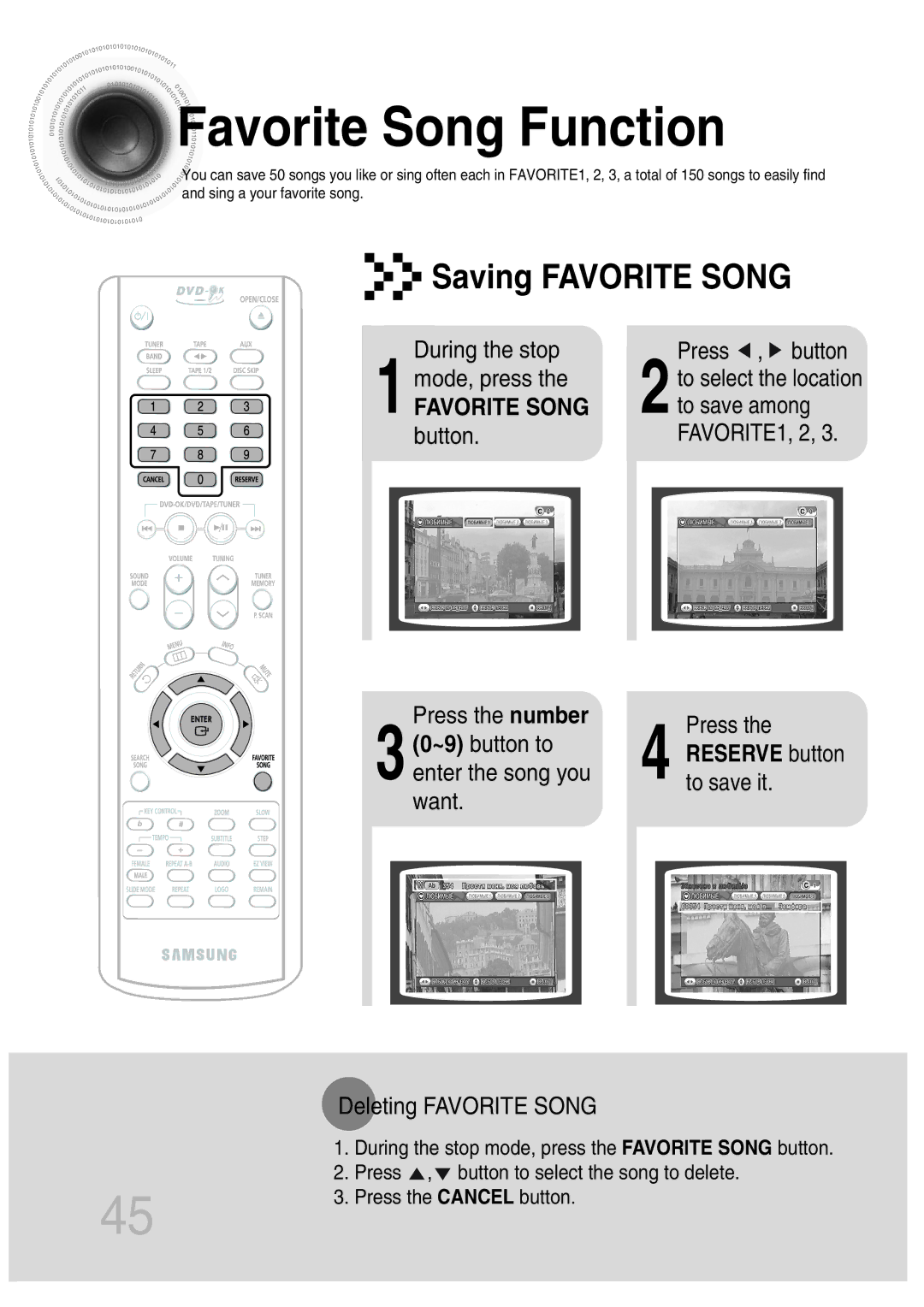 Samsung MAX-KT65Q/XFU manual Favorite Song Function, Saving Favorite Song, Favorite Song button 