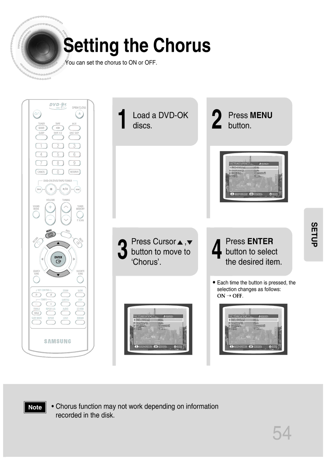 Samsung MAX-KT65Q/XFU manual Setting the Chorus, Load a DVD-OK, Discs Button 