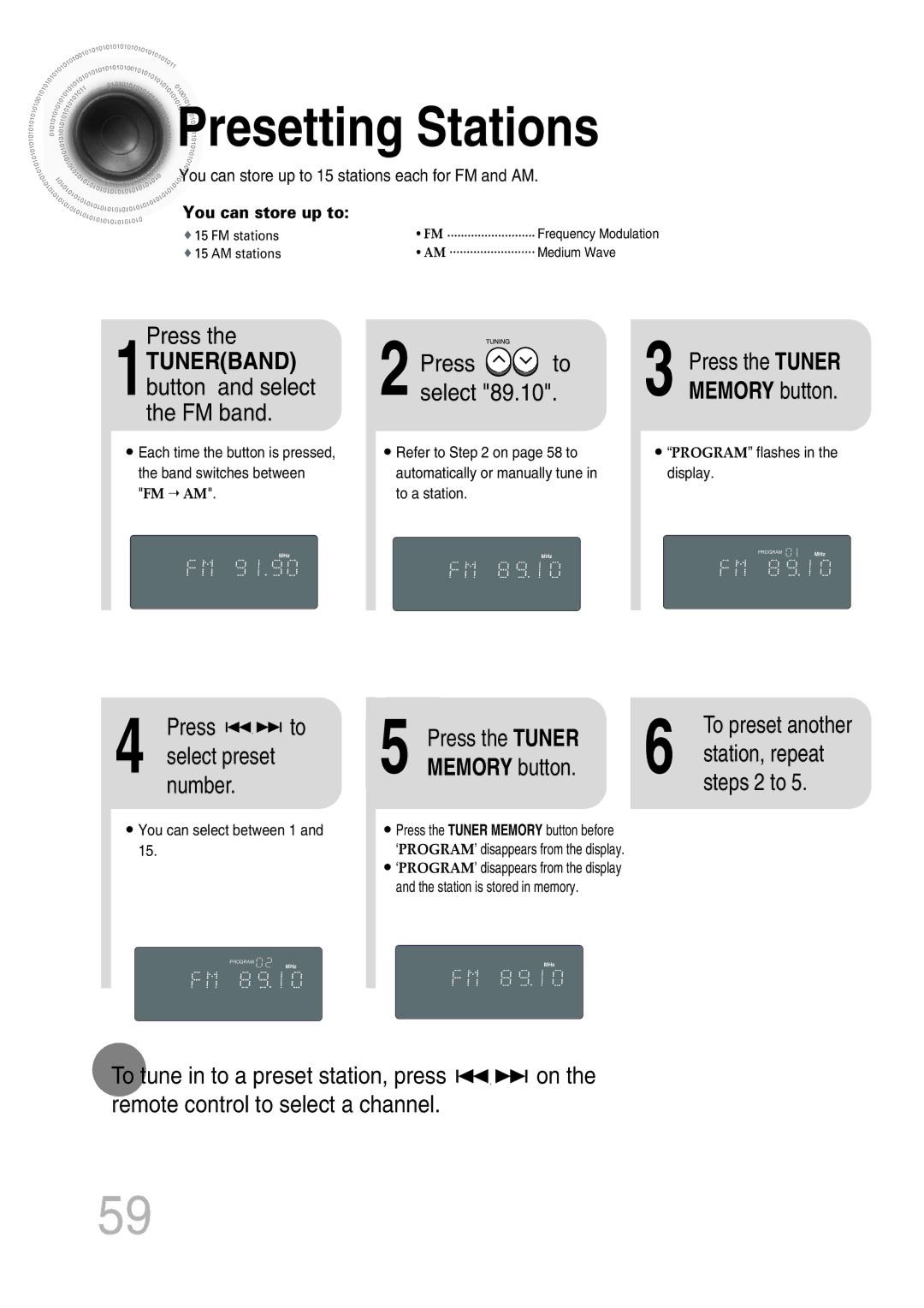 Samsung MAX-KT65Q/XFU manual Presetting Stations, Number, To preset another, Press to select 