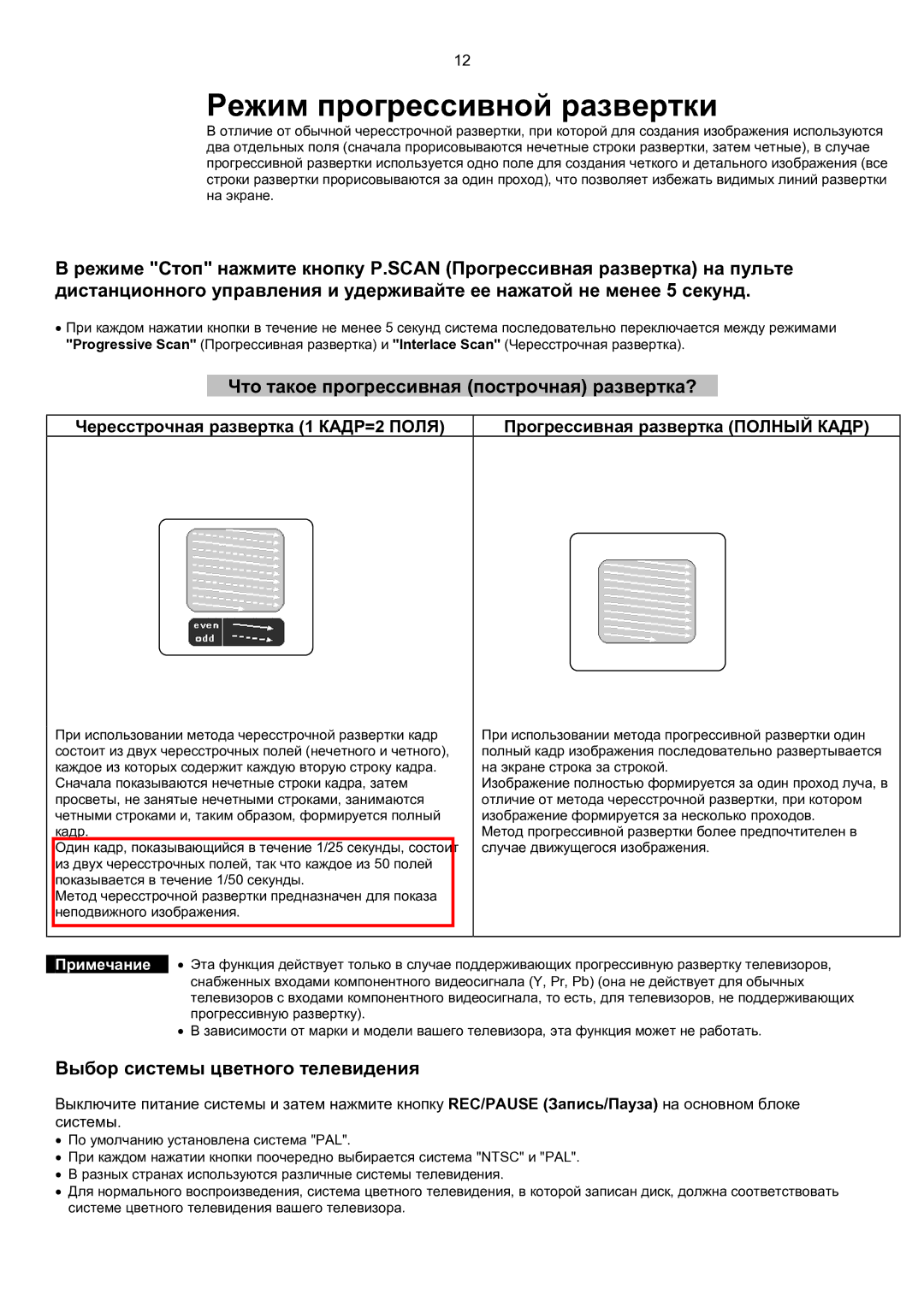 Samsung MAX-KT85Q/XFU manual Режим прогрессивной развертки, Что такое прогрессивная построчная развертка? 