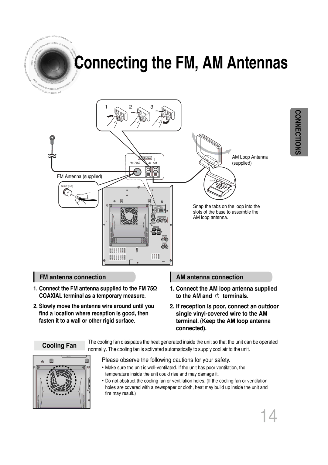 Samsung MAX-KT85Q/XFU manual Connecting the FM, AM Antennas 