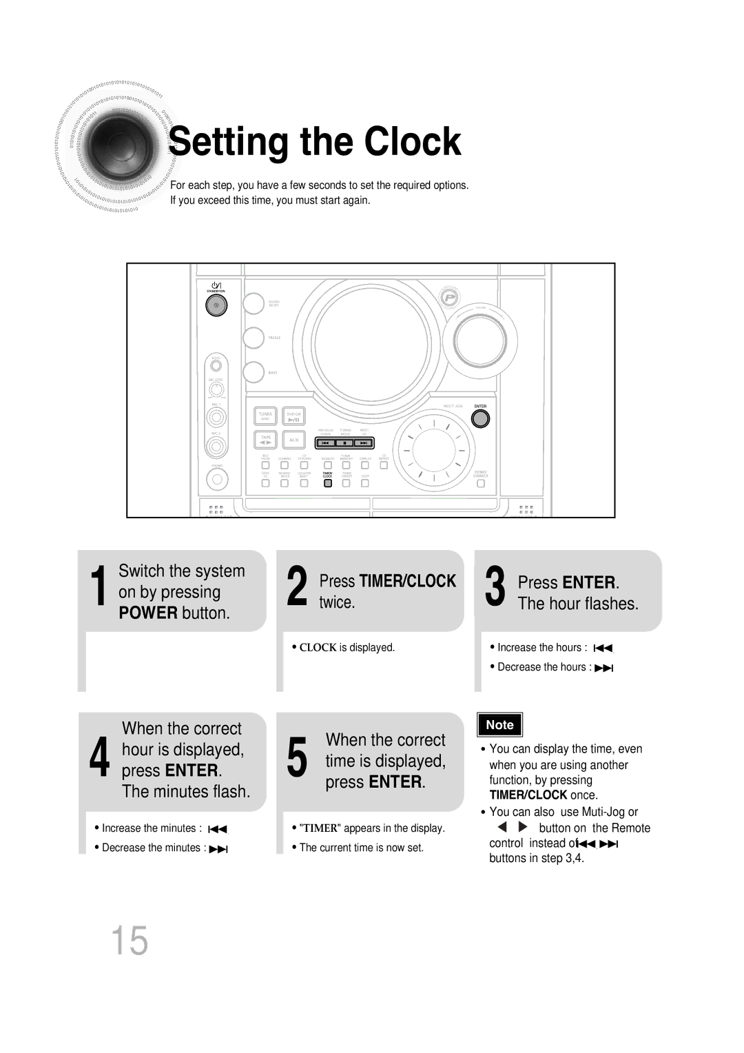 Samsung MAX-KT85Q/XFU manual Setting the Clock, Twice, When the correct, Press TIMER/CLOCK 