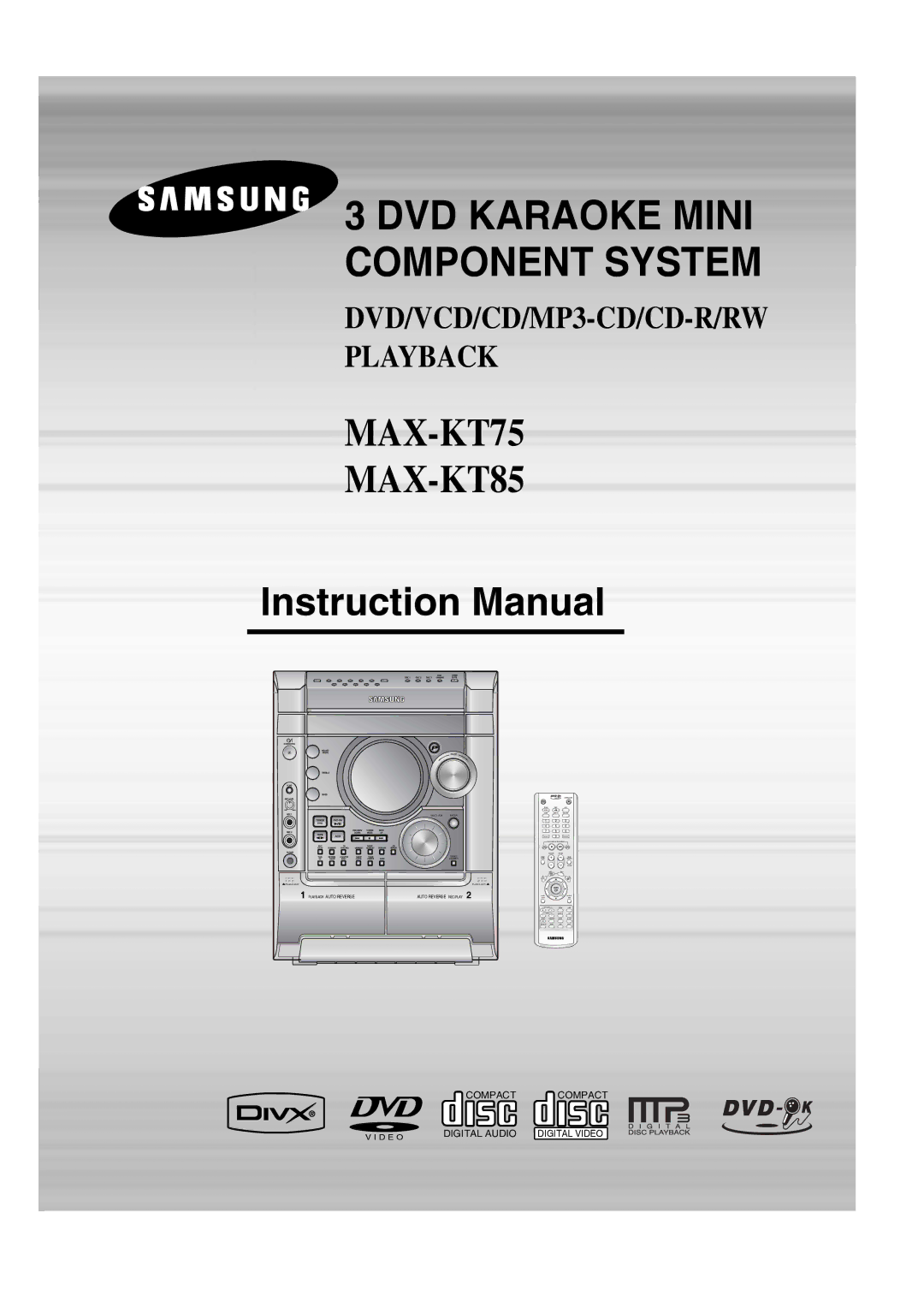 Samsung MAX-KT85Q/XFU manual DVD Karaoke Mini Component System 