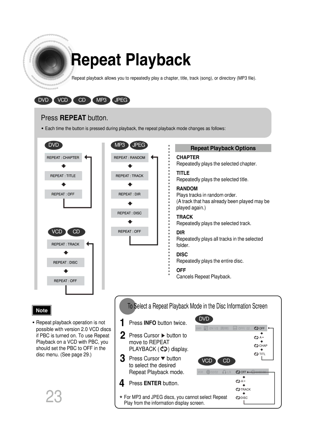 Samsung MAX-KT85Q/XFU manual Repeat Playback, Press Repeat button 