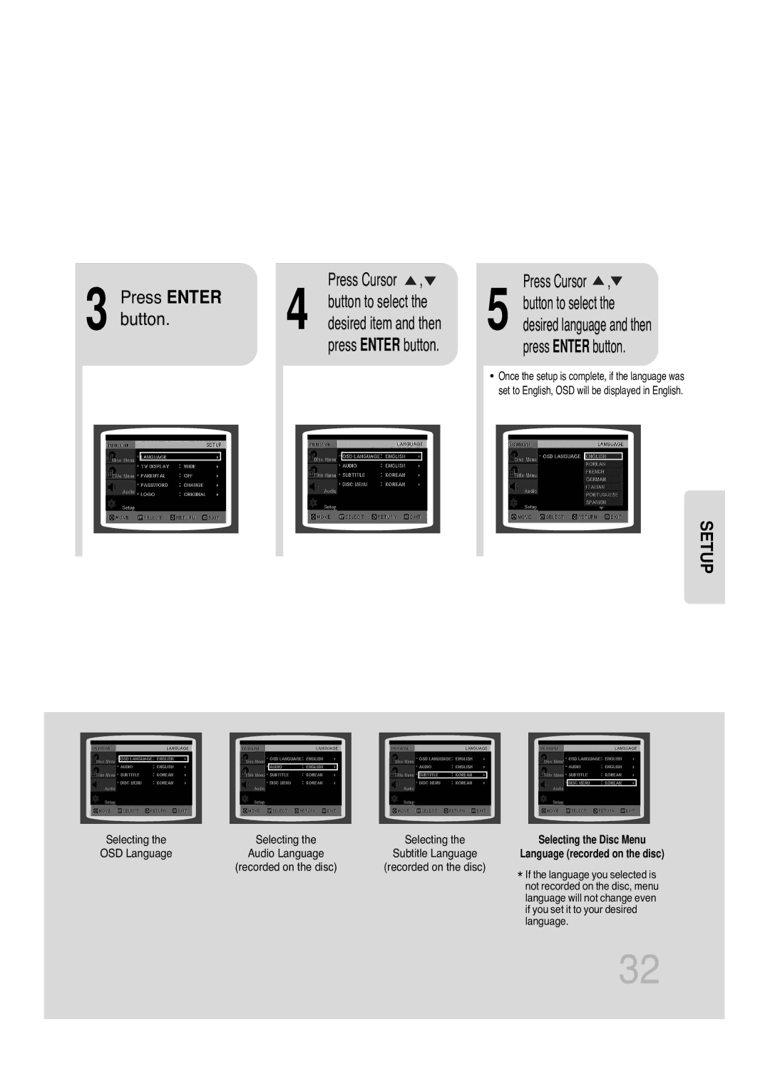 Samsung MAX-KT85Q/XFU manual Press Enter, Setup 