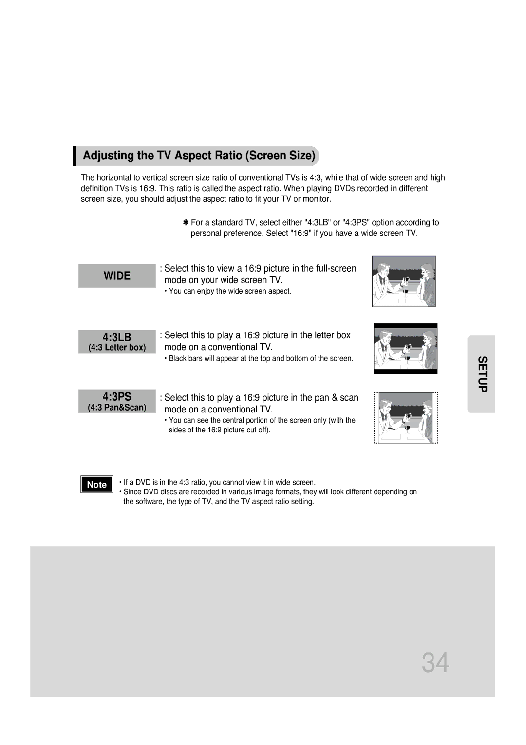 Samsung MAX-KT85Q/XFU manual Adjusting the TV Aspect Ratio Screen Size, 43LB, 43PS 