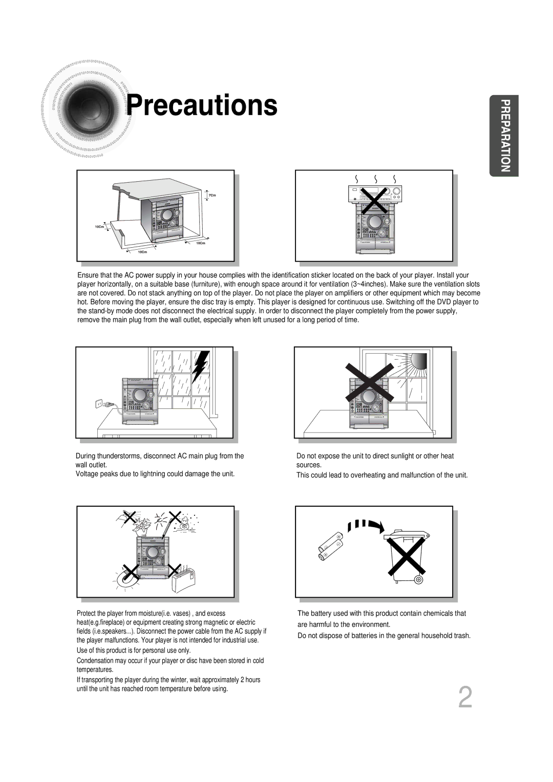 Samsung MAX-KT85Q/XFU manual Precautions, Preparation 