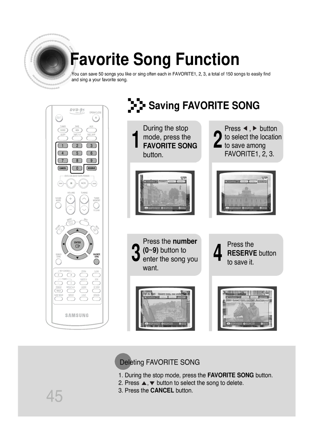 Samsung MAX-KT85Q/XFU manual Favorite Song Function, Saving Favorite Song, Favorite Song button 