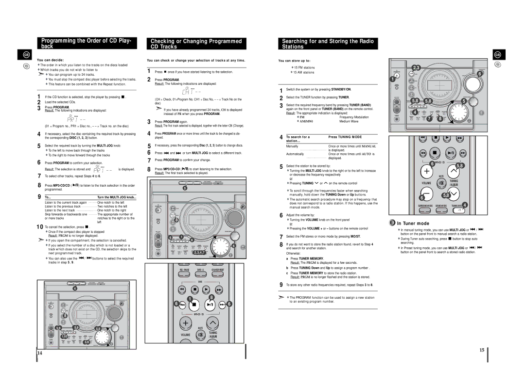 Samsung MAX-T35 Programming the Order of CD Play- back, Checking or Changing Programmed CD Tracks, Press MP3/CD-CD 