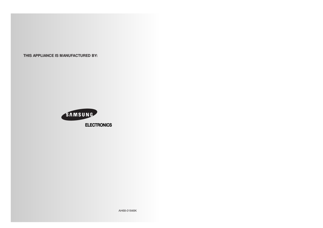 Samsung MAX-T35 instruction manual This Appliance Is Manufactured By, Electronics, AH68-01848K 