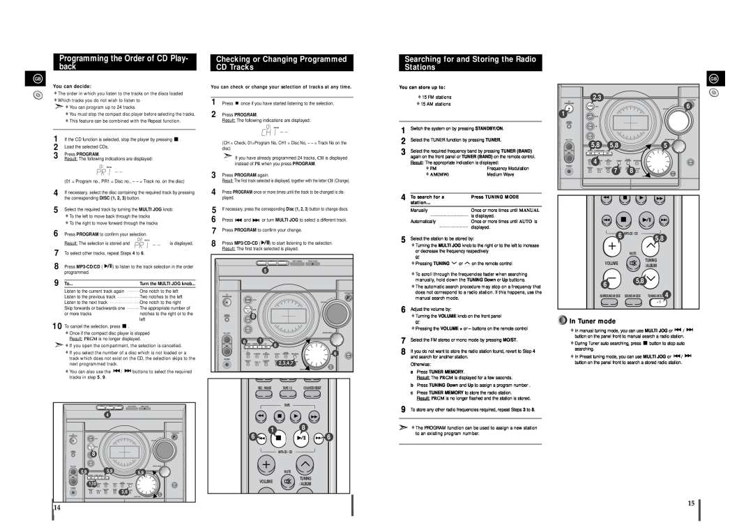 Samsung MAX-T35 instruction manual Programming the Order of CD Play- back, Checking or Changing Programmed CD Tracks 