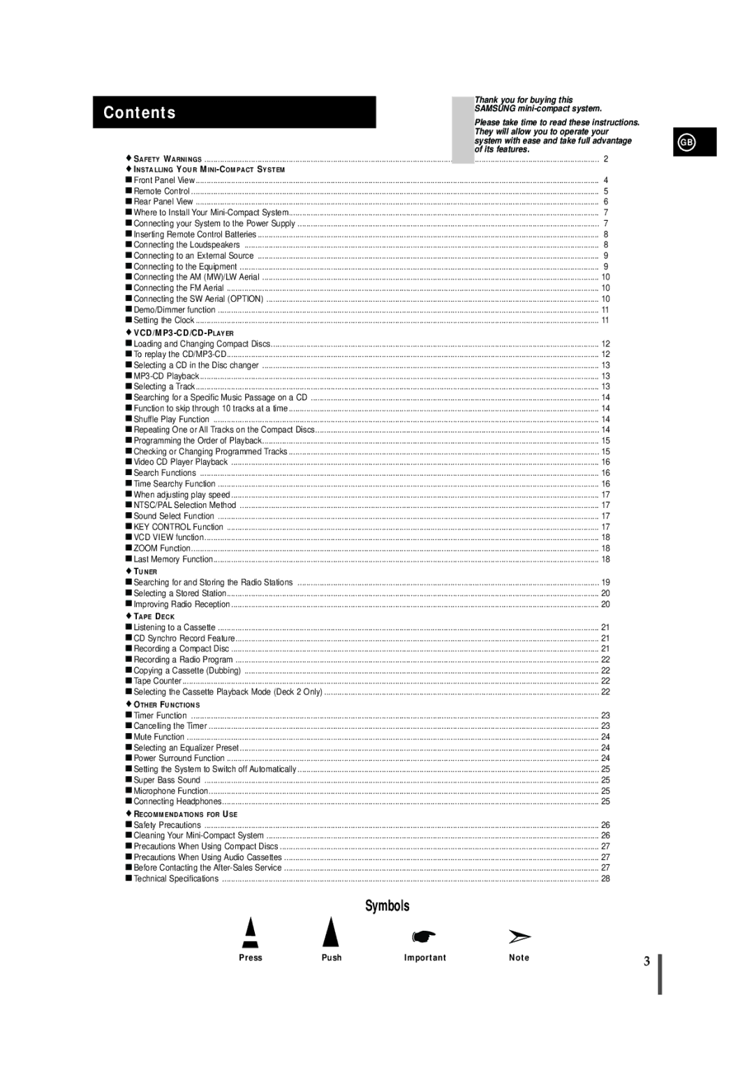 Samsung AH68-01145B, MAX-VB550 instruction manual Contents 