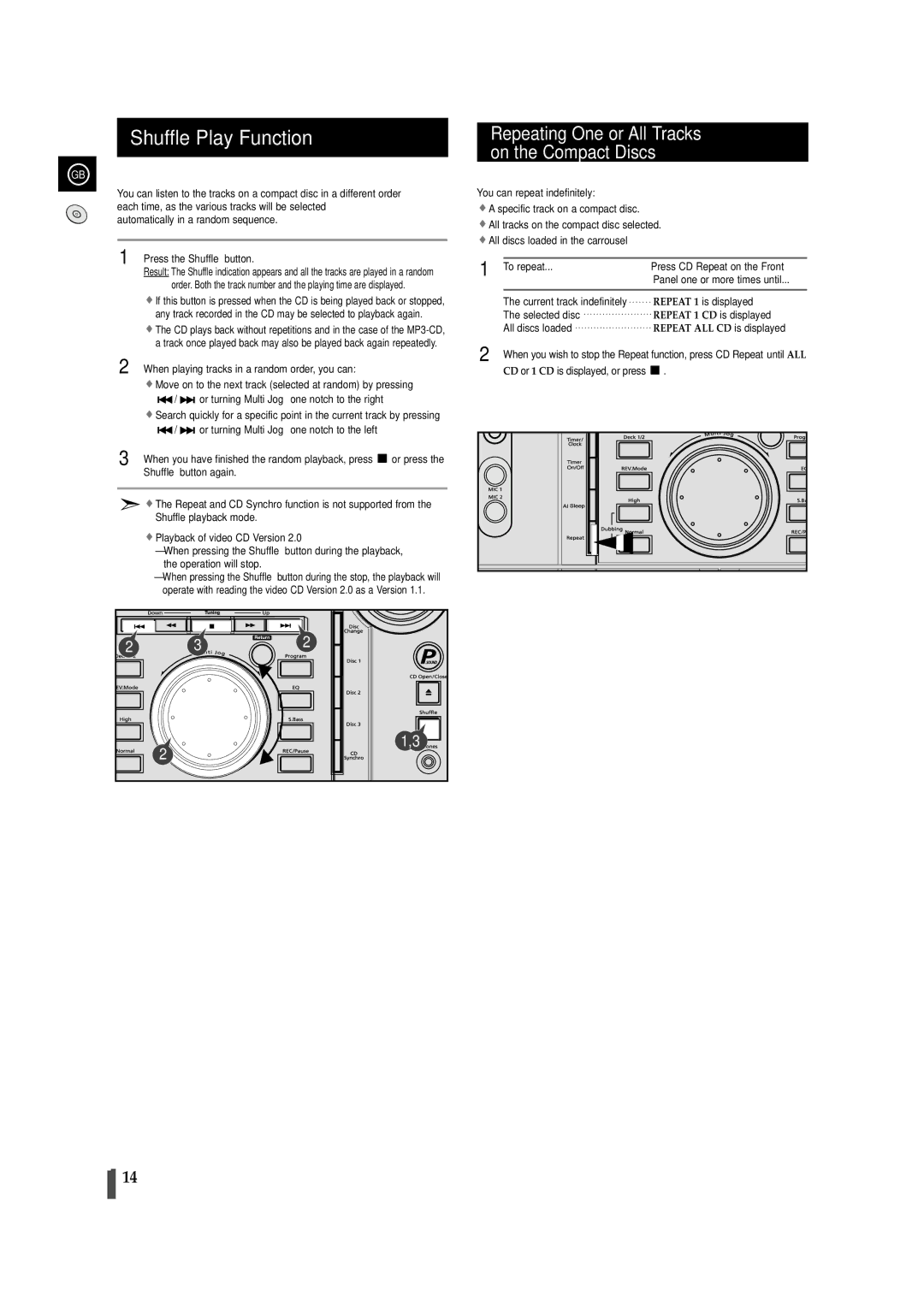 Samsung MAX-VL45, AH68-00935B Shuffle Play Function, Playback of video CD Version, You can repeat indefinitely, To repeat 