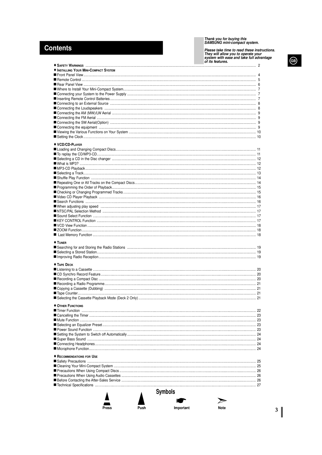 Samsung AH68-00935B, MAX-VL45 instruction manual Contents 