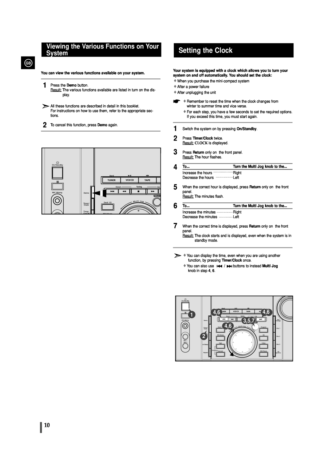 Samsung MAX-VL45, AH68-00935B instruction manual Viewing the Various Functions on Your, System, 3,5,7, Setting the Clock 