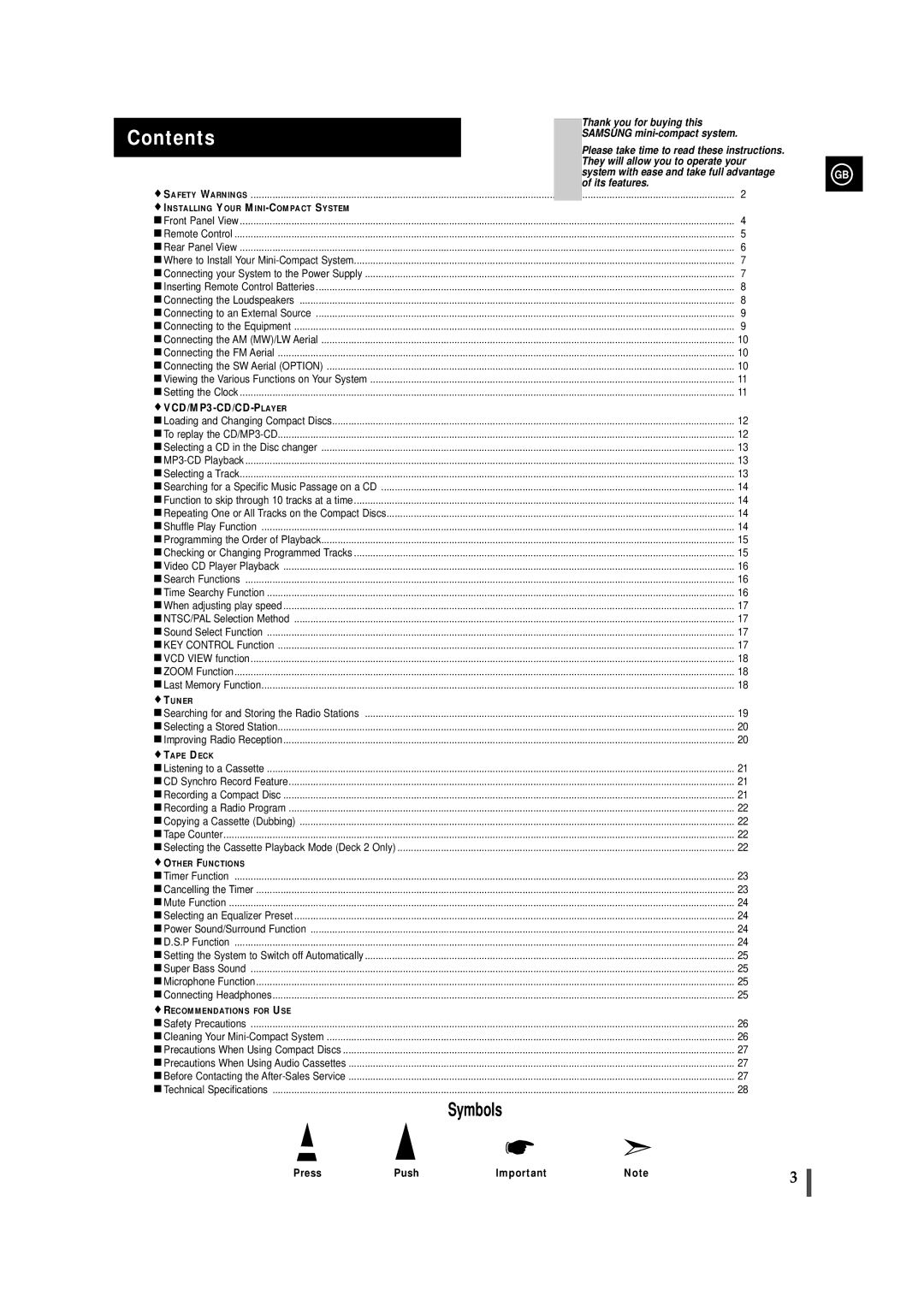 Samsung MAX-VL65, MAX-VL69, AH68-00939B instruction manual Contents 