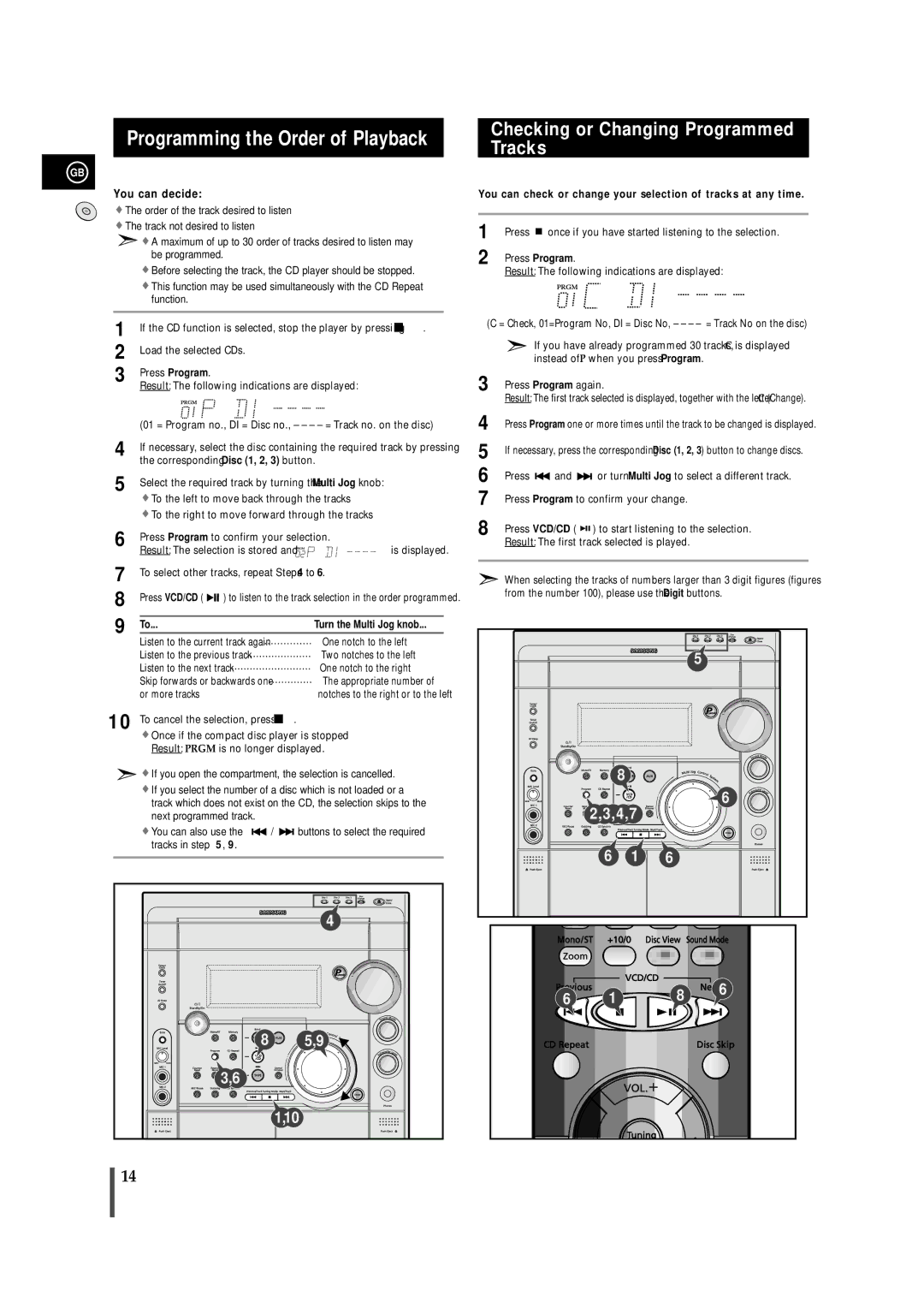 Samsung AH68-01236A, MAX-VS730, MAX-VS750 Programming the Order of Playback, Checking or Changing Programmed Tracks 