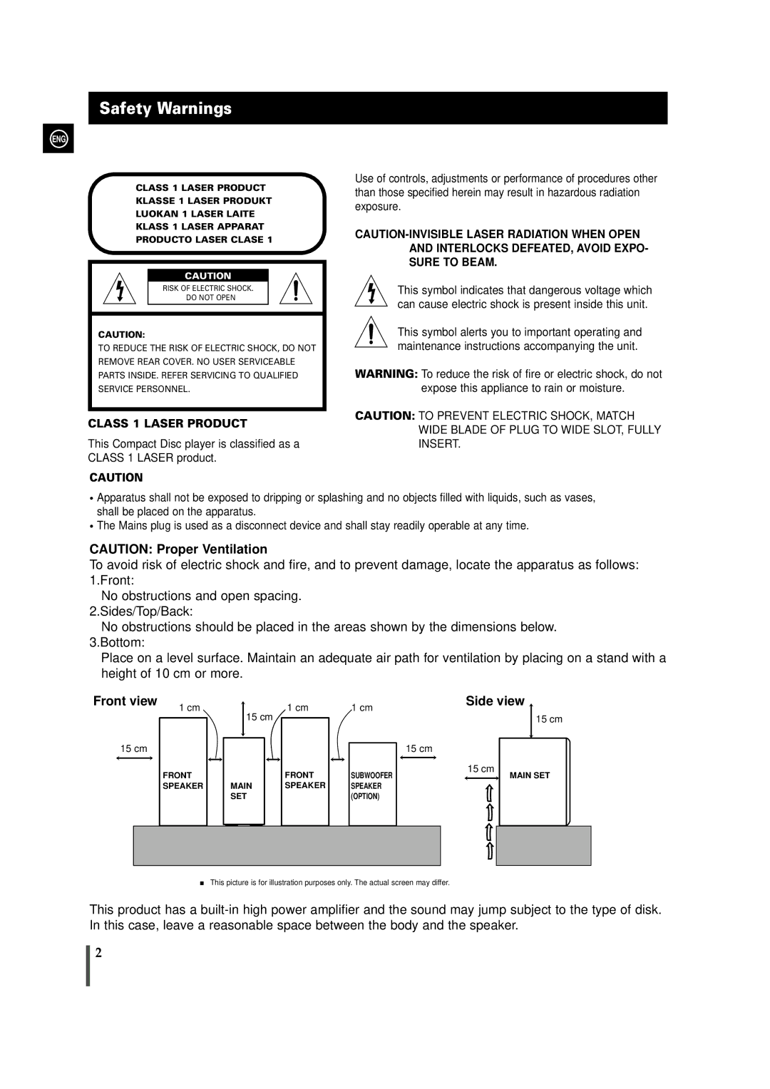 Samsung MAX-X66R/EDC manual Safety Warnings, 15 cm 