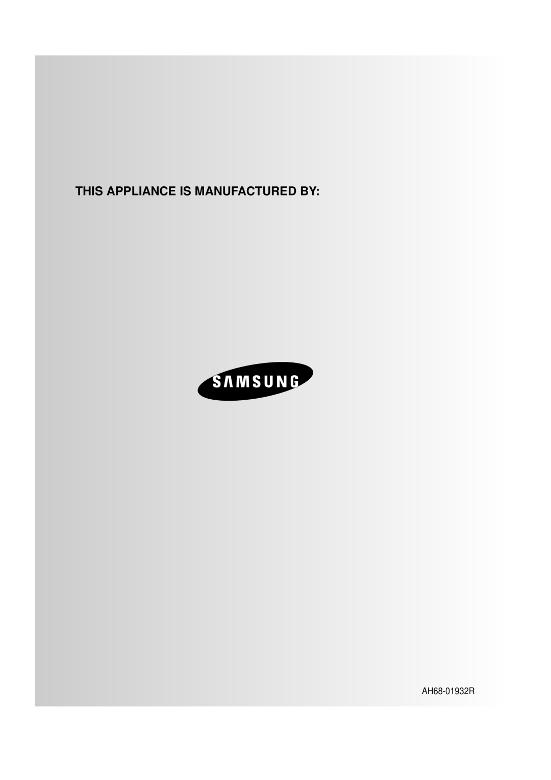 Samsung MAX-X66R/EDC manual This Appliance is Manufactured by 