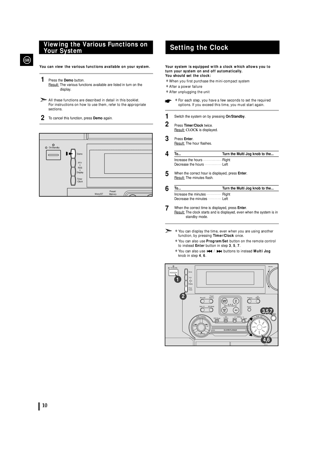 Samsung MAX-ZL65GBR instruction manual Setting the Clock, Viewing the Various Functions on, Your System 