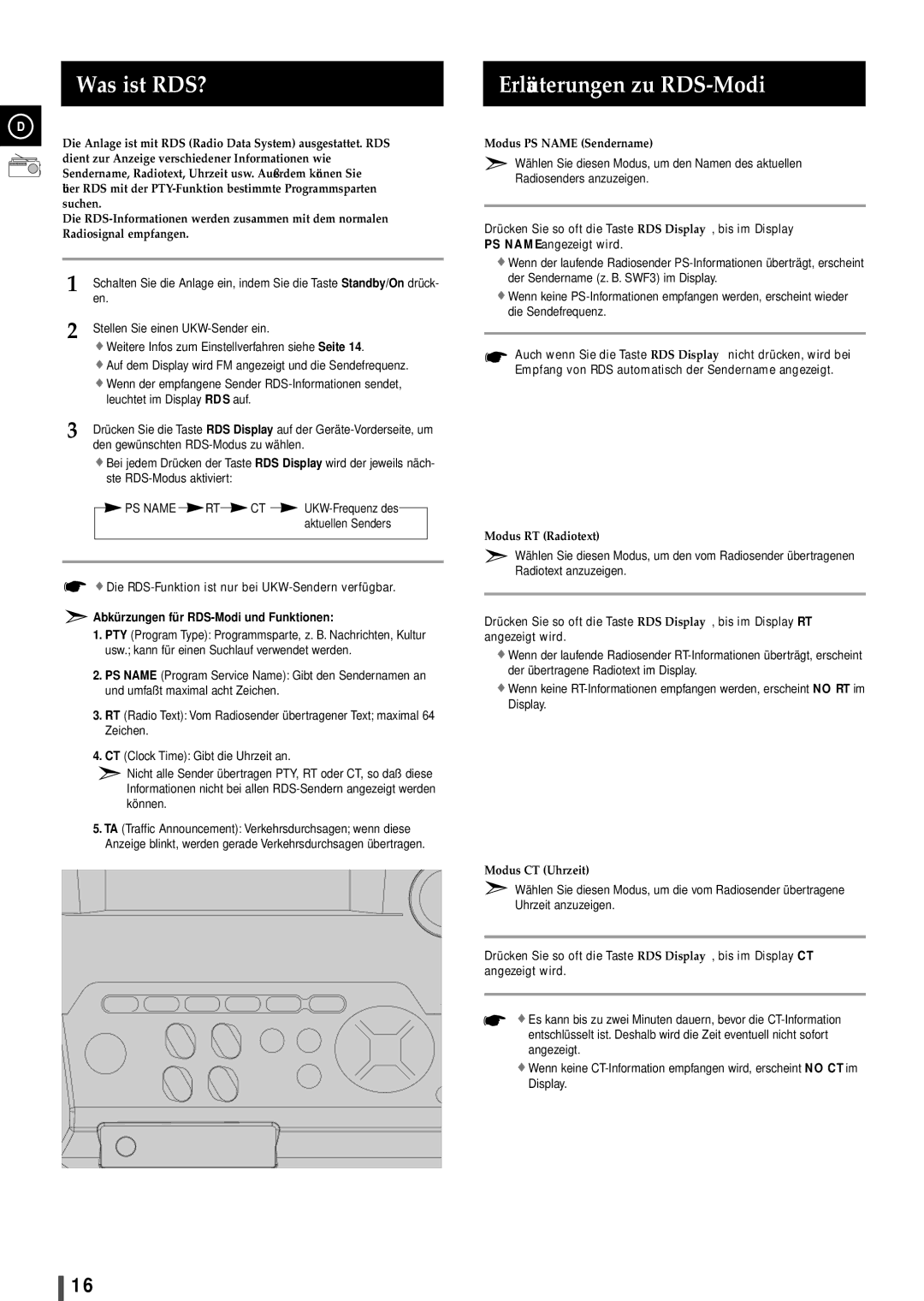 Samsung MAXB420RH/ELS, MAXB450RH/ELS manual Was ist RDS?, Erläuterungen zu RDS-Modi, Abkürzungen für RDS-Modi und Funktionen 