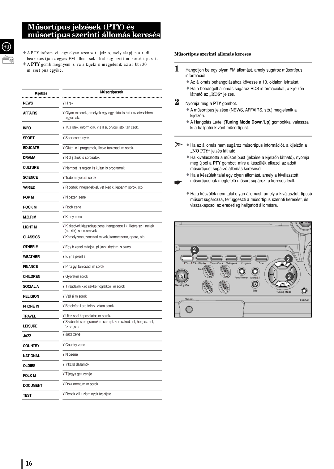 Samsung MAXB420RH/ELS, MAXB450RH/ELS manual Mûsortípus szerinti állomás keresés, Információt 