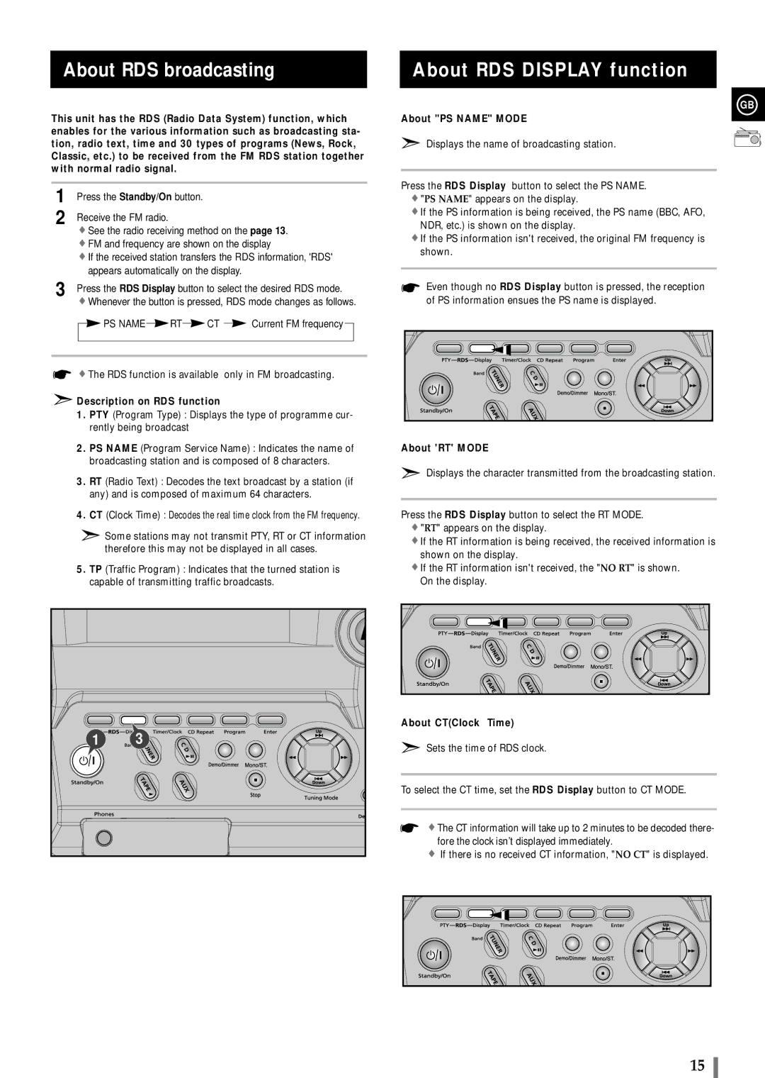 Samsung MAXB450RH/XEF, MAXB420RH/ELS, MAXB420RH/XEF, MAXB450RH/ELS manual About RDS broadcasting, About RDS Display function 