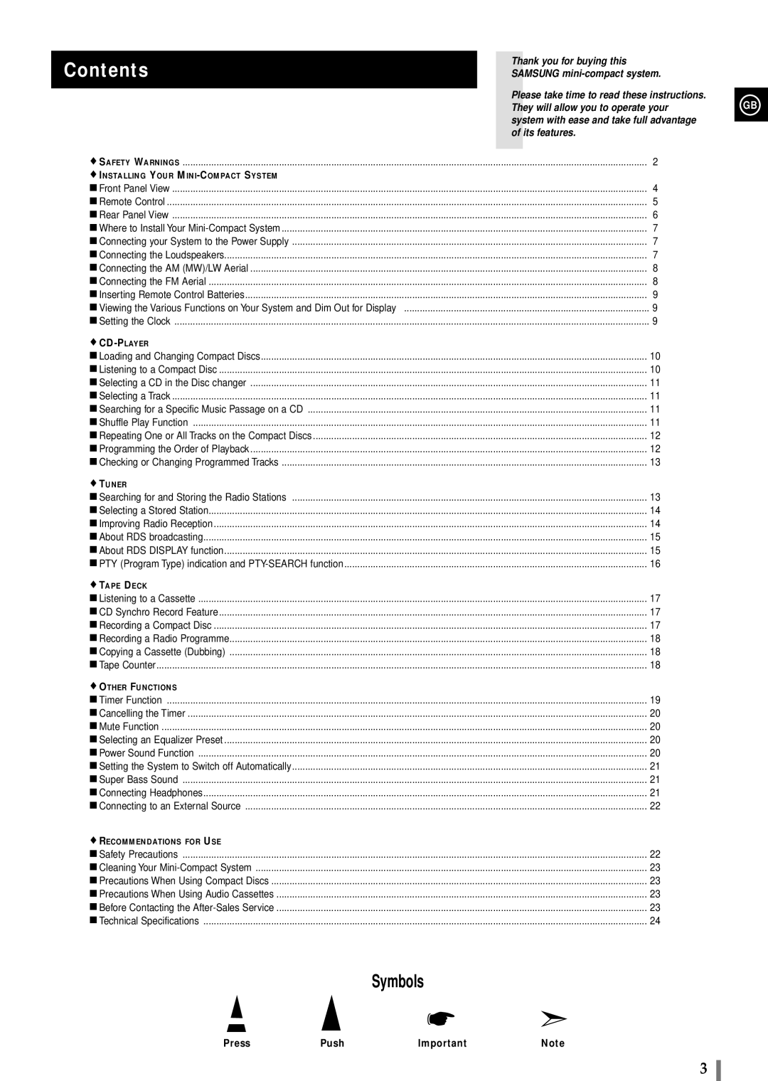 Samsung MAXB420RH/XEF, MAXB450RH/XEF, MAXB420RH/ELS, MAXB450RH/ELS manual Contents 