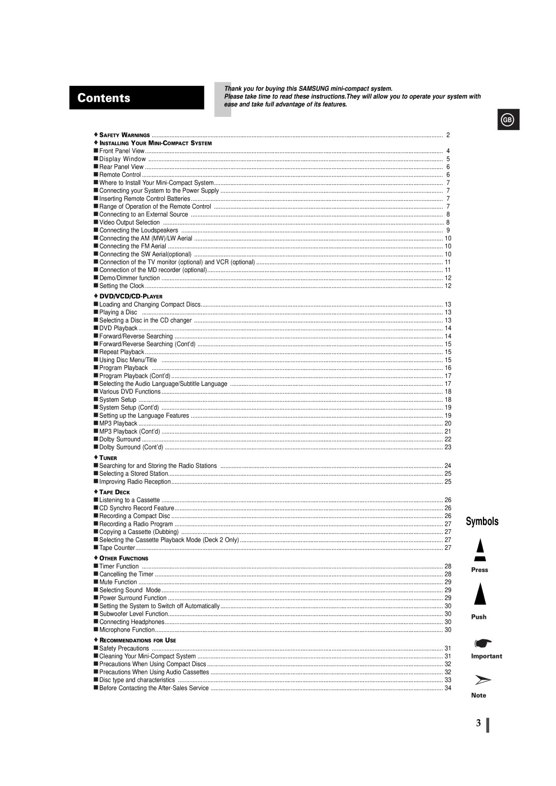 Samsung MAXDB630FH/UMG manual Contents 