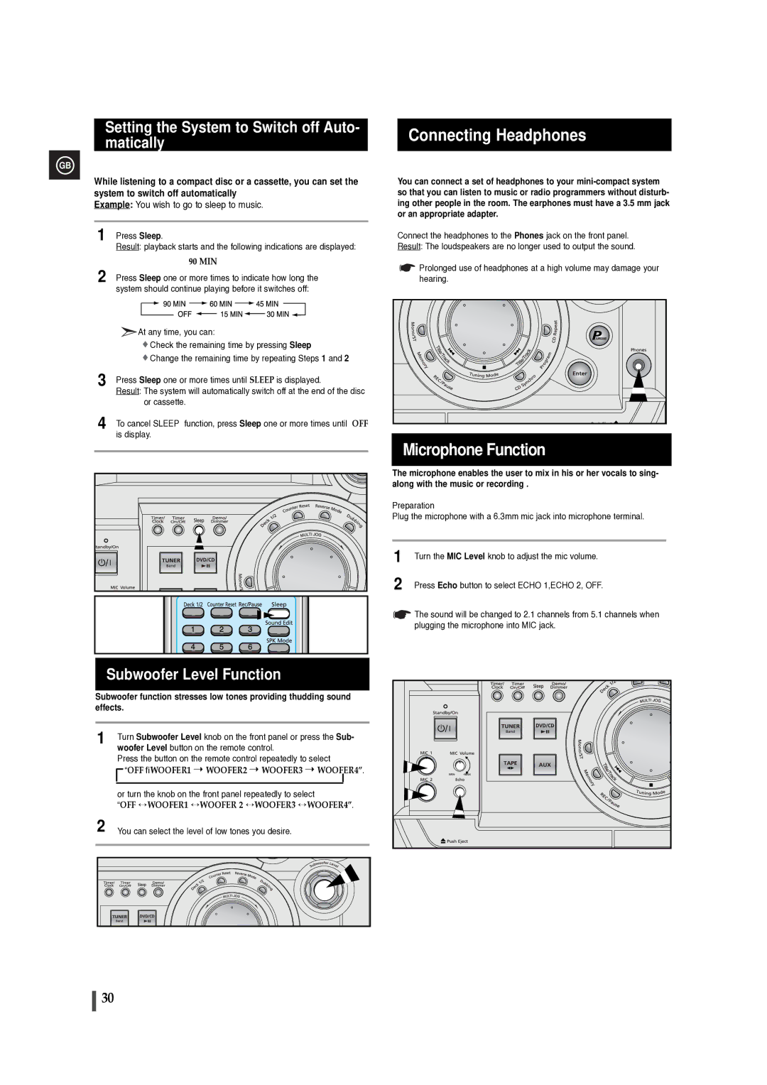 Samsung MAXDB630FH/UMG manual Connecting Headphones, Microphone Function 