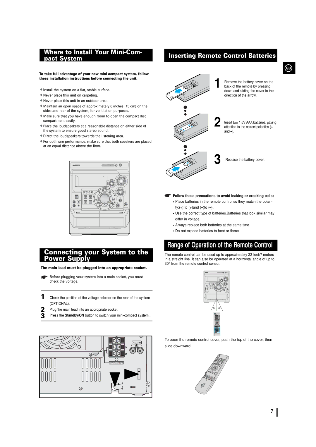 Samsung MAXDB630FH/UMG manual Connecting your System to the Power Supply, Plug the main lead into an appropriate socket 