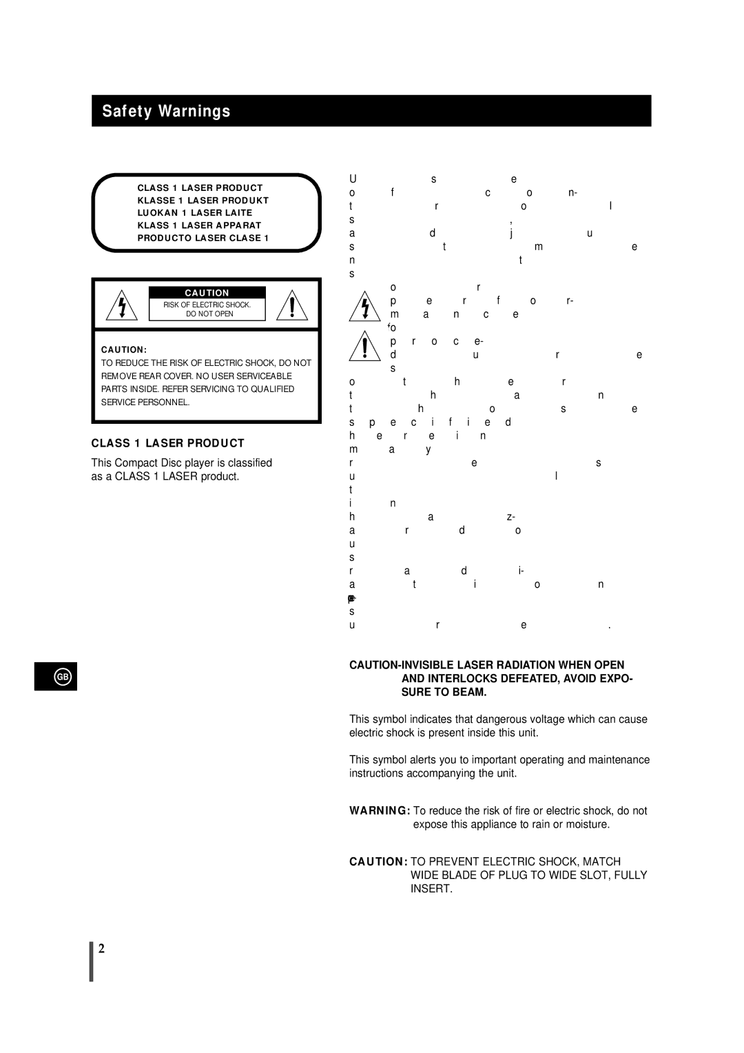 Samsung MAXDN54RH/XEU manual Safety Warnings, Opxe 