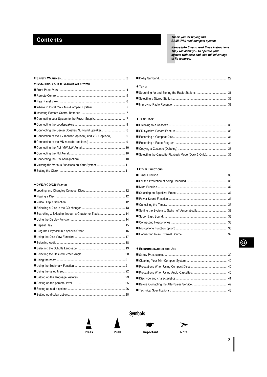 Samsung MAXDN54RH/XEU manual Contents 