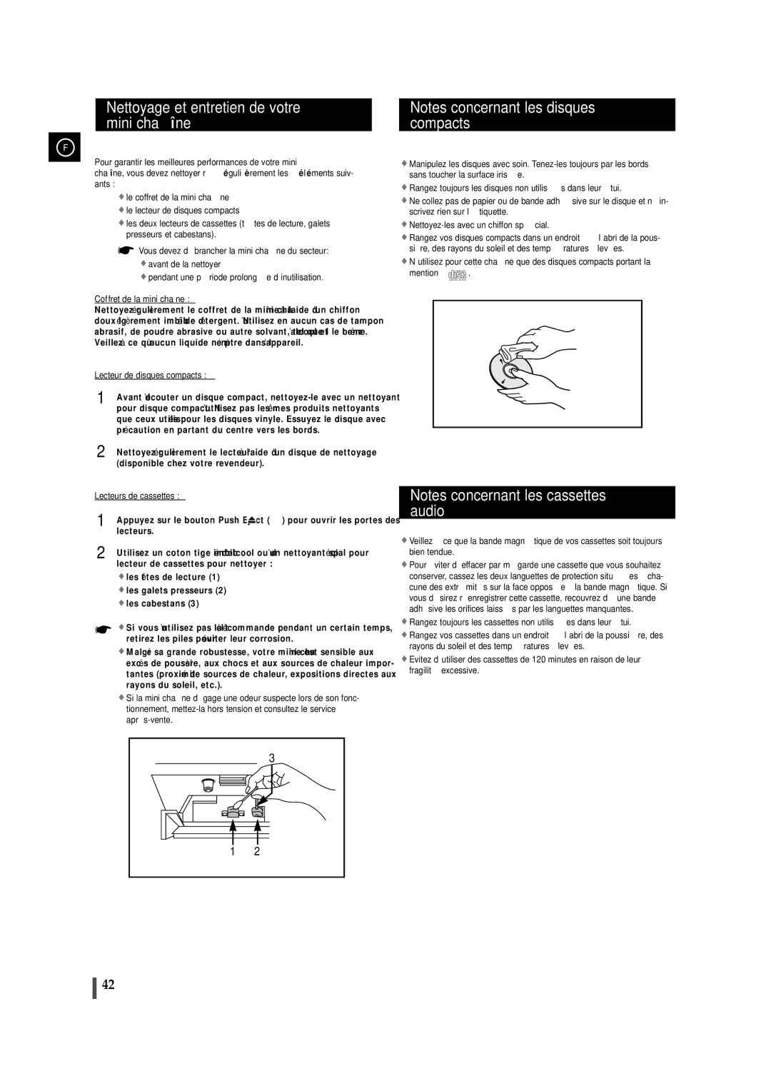 Samsung MAXDN55RH/ELS manual Nettoyage et entretien de votre mini chaîne, Coffret de la mini chaîne 