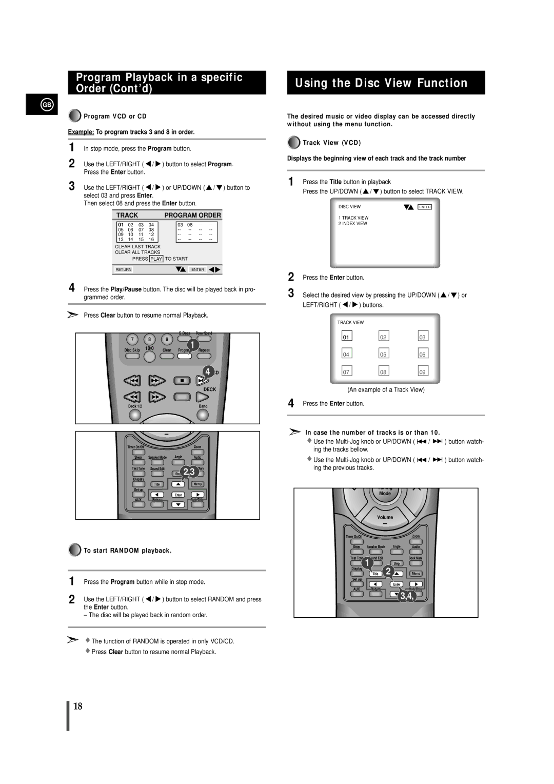 Samsung MAXDN67RH/ELS manual Using the Disc View Function, Program Playback in a specific Order Cont’d, Track 