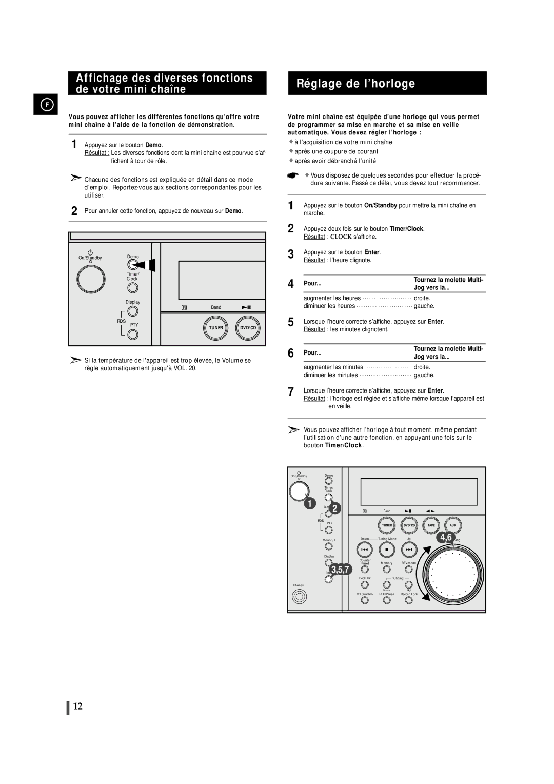 Samsung MAXDN83RH/ELS Réglage de l’horloge, Affichage des diverses fonctions de votre mini chaîne, Bouton Timer/Clock 